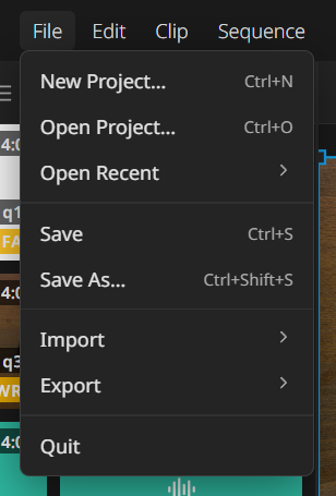 The File menu open